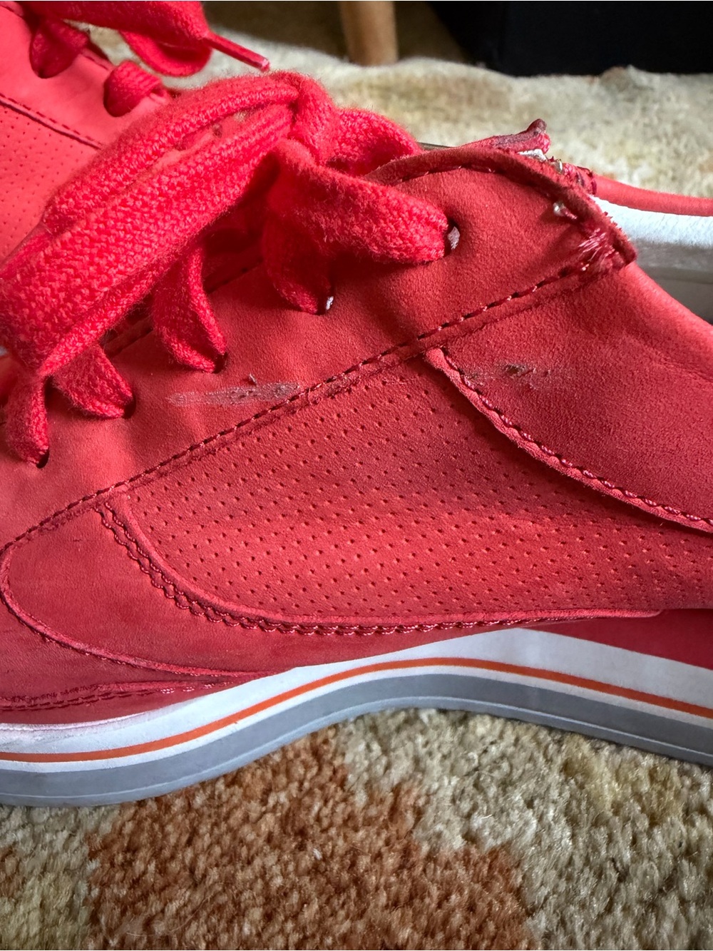 Mephisto OLIMPIA- Cranberry Red Suede Platform Sneaker with Side Zipper - Picture 10 of 16